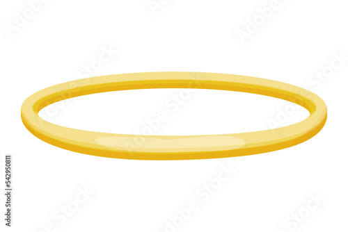 Angel golden nimbus shine halo in cartoon style isolated on white background. Magic ring, circle, aureole.