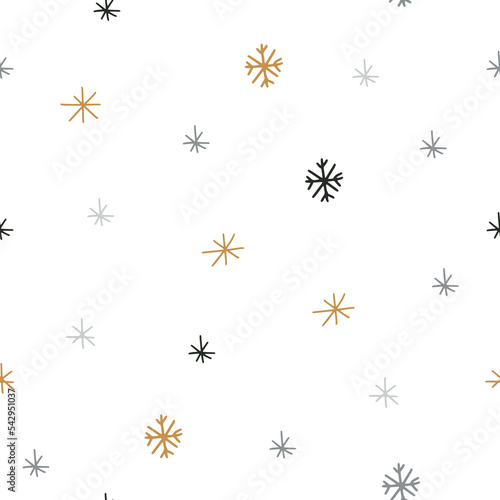 seamless pattern in Scandinavian style with snowflakes on a white background. Vector illustration for your design
