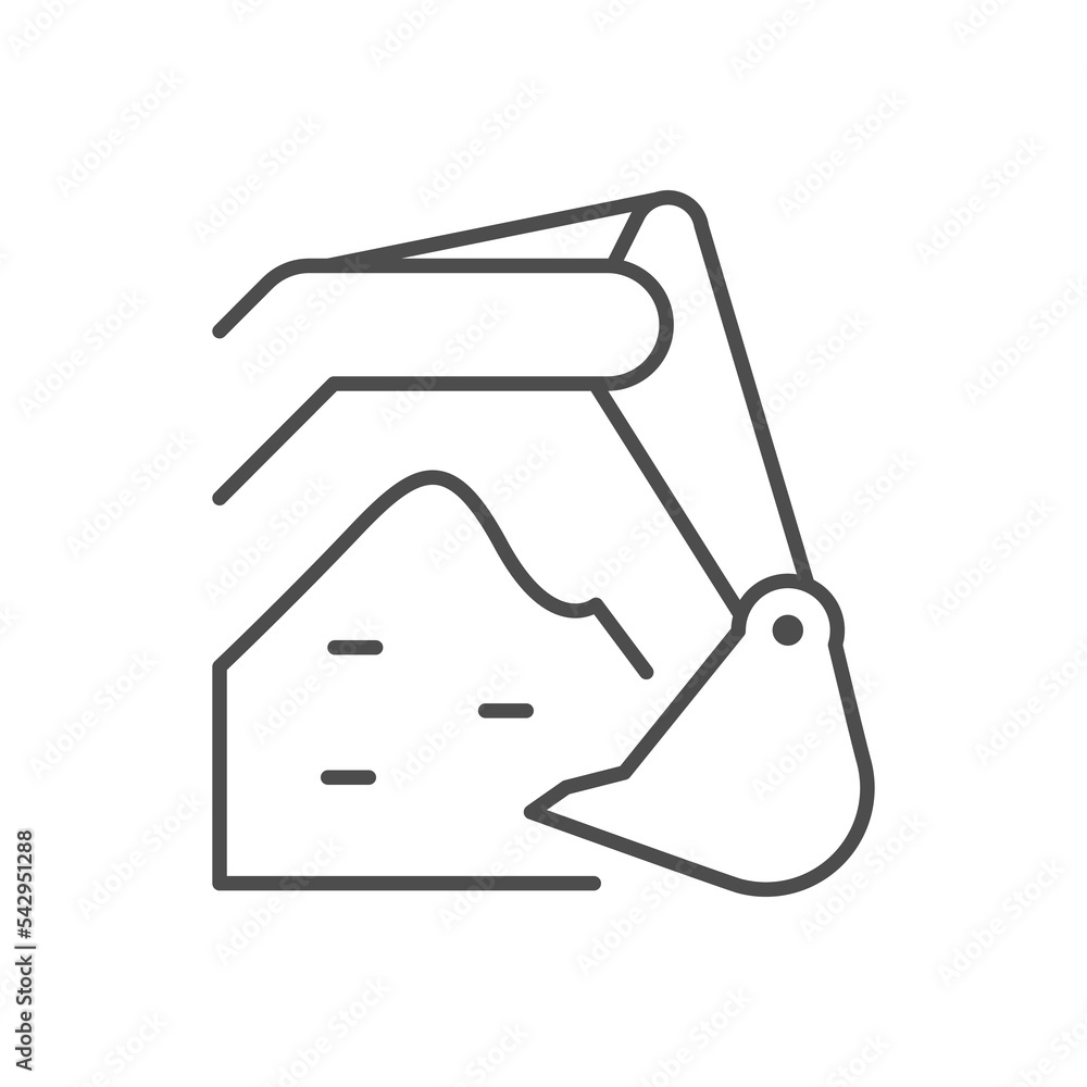 Fototapeta premium Excavator digging line outline icon