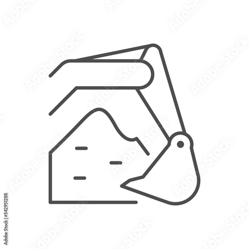 Excavator digging line outline icon