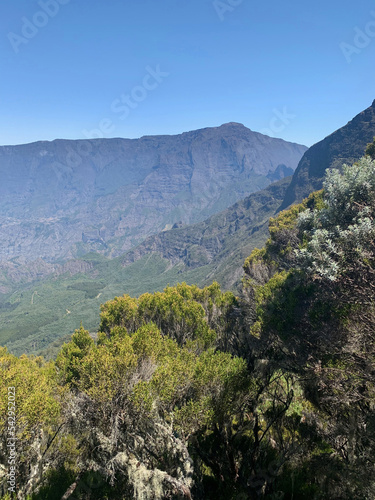 Paysage de montagne sur le chemin du grand Bénare, ile de la Réunion