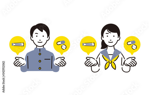 ニキビ、肌荒れの処方薬と中学生の男女セット