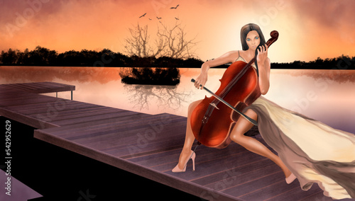 woman on the beach at sunset