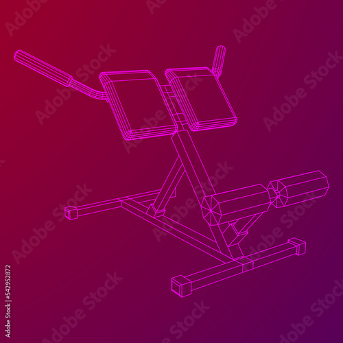 Modern exercise machine for the back and abs. Hyperextension simulator.
