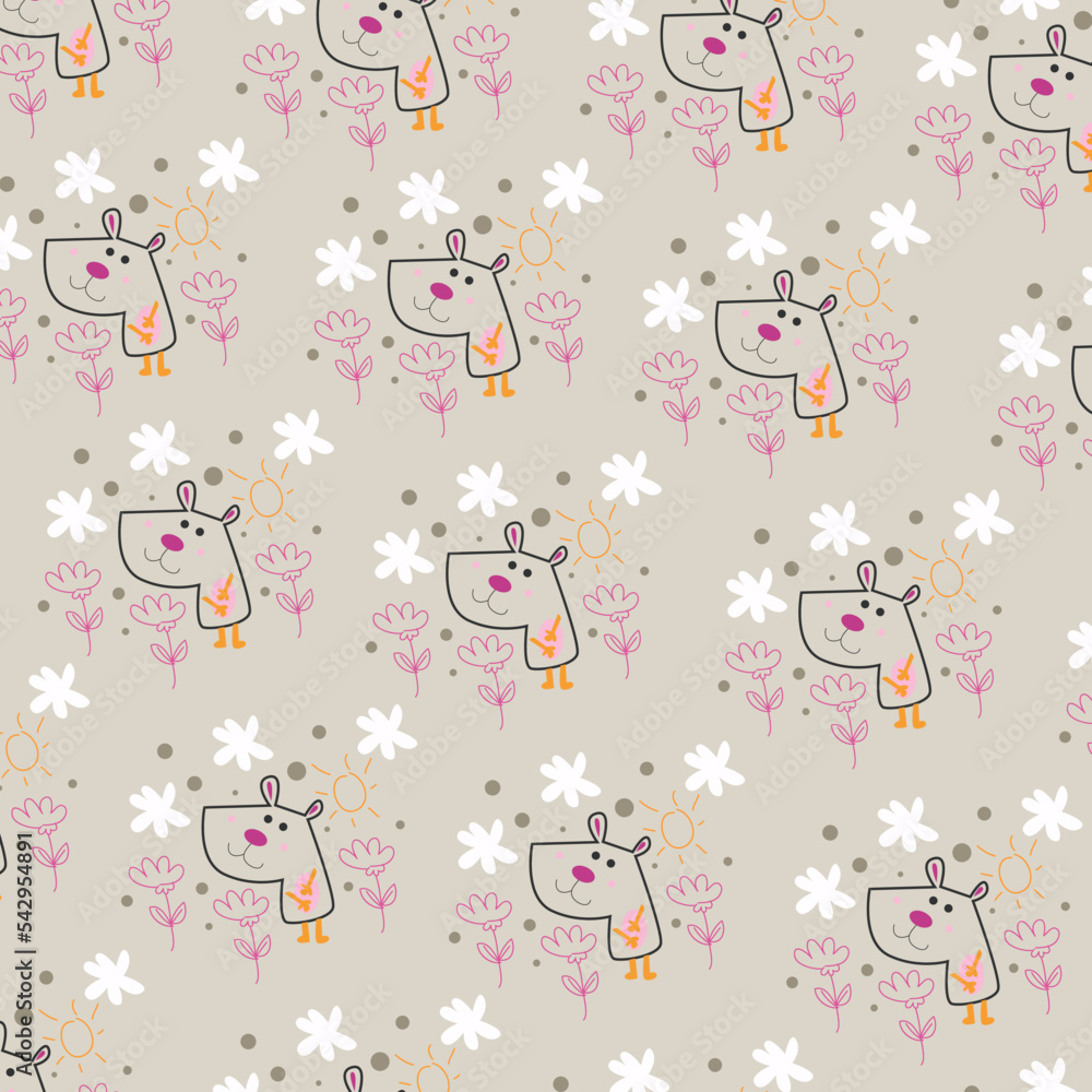 Seamless pattern with cute animal cartoons perfect for wrapping paper and decoration