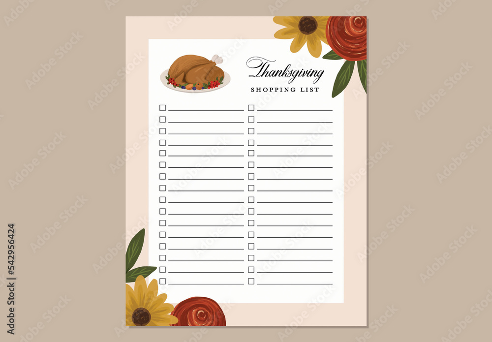 Thanksgiving Shopping List Template Design Stock Template Adobe Stock Thanksgiving Shopping List Template Design Stock Template Adobe Stock