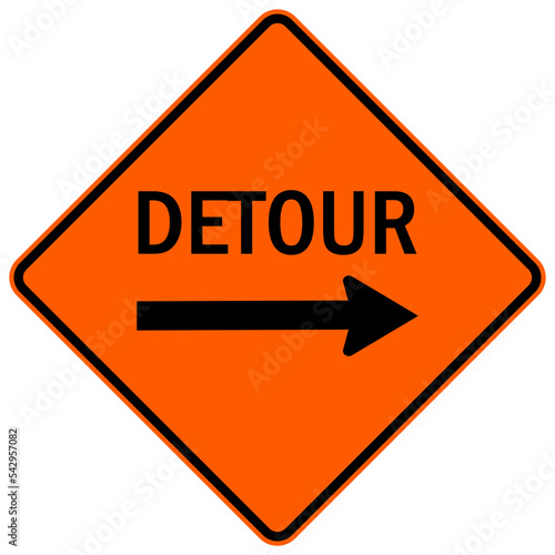 diamond construction entrance sign and label detour