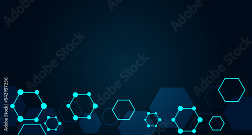 hexagon geometry technology high tech dark blue background Abstract Digital Graphic Futuristic Science Concept Design