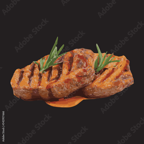 grilled steak with vegetables