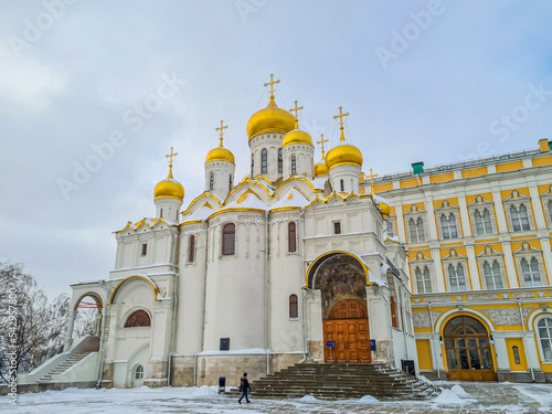 Snowy Annunciation Cathedral in winter