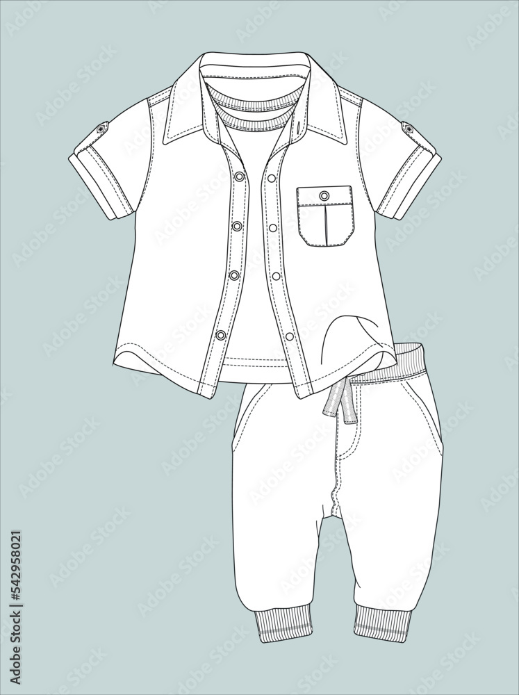 editable fashion kids wear garment flat sketch for creating your own design  mockup Stock Vector  Adobe Stock