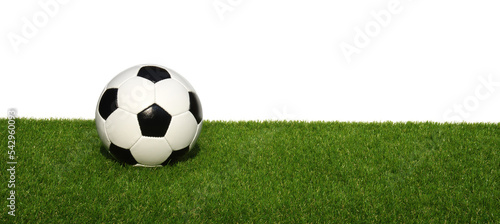 Soccer ball on grass isolated on white