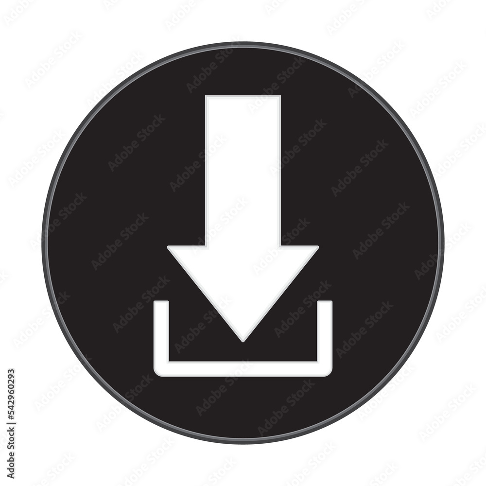Black and white download icon vector illustration Black and white download icon vector illustration