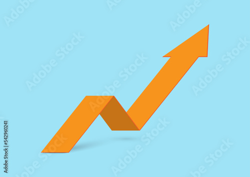 3d orange up arrow on blue background vector illustration