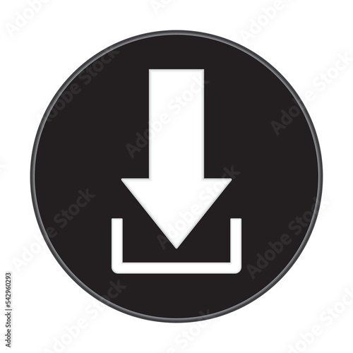 Black and white download icon vector illustration