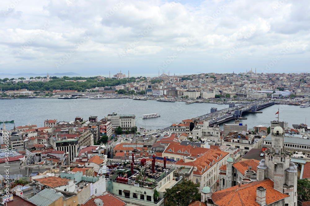 Galatabrücke, Goldenes Horn, Ausblick vom Galataturm, Istanbul, europäischer Teil, Türkei