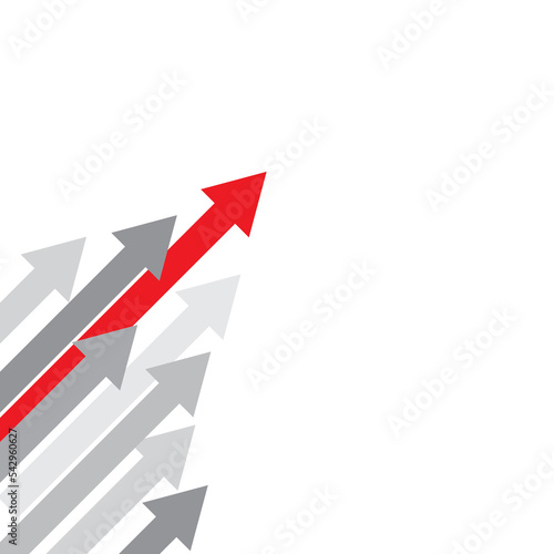 White and red  up arrows on white background vector illustration