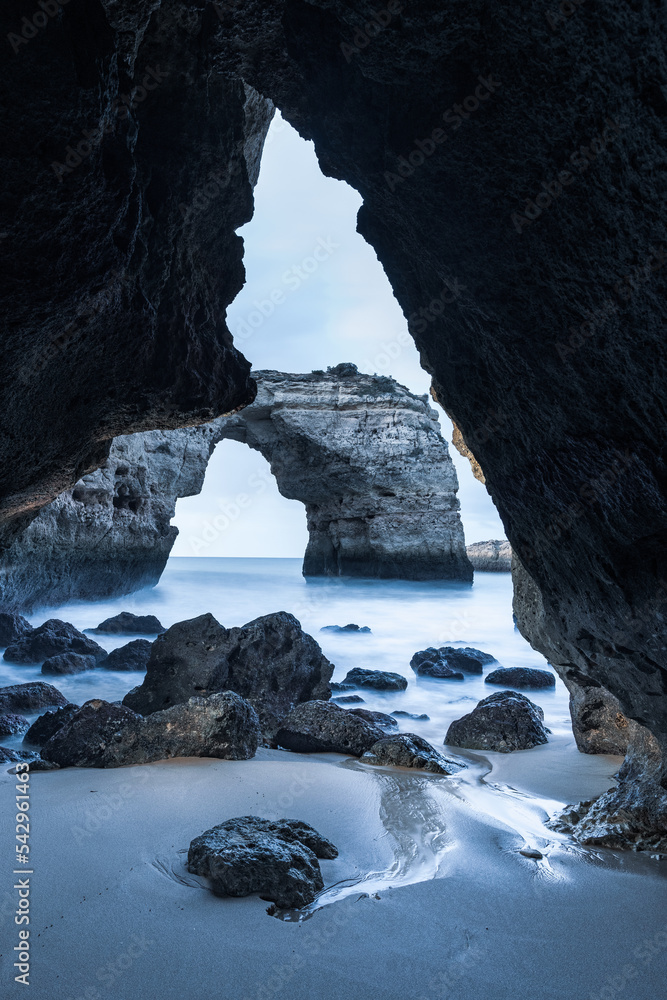 Coastal cave nearby sea, Algarve