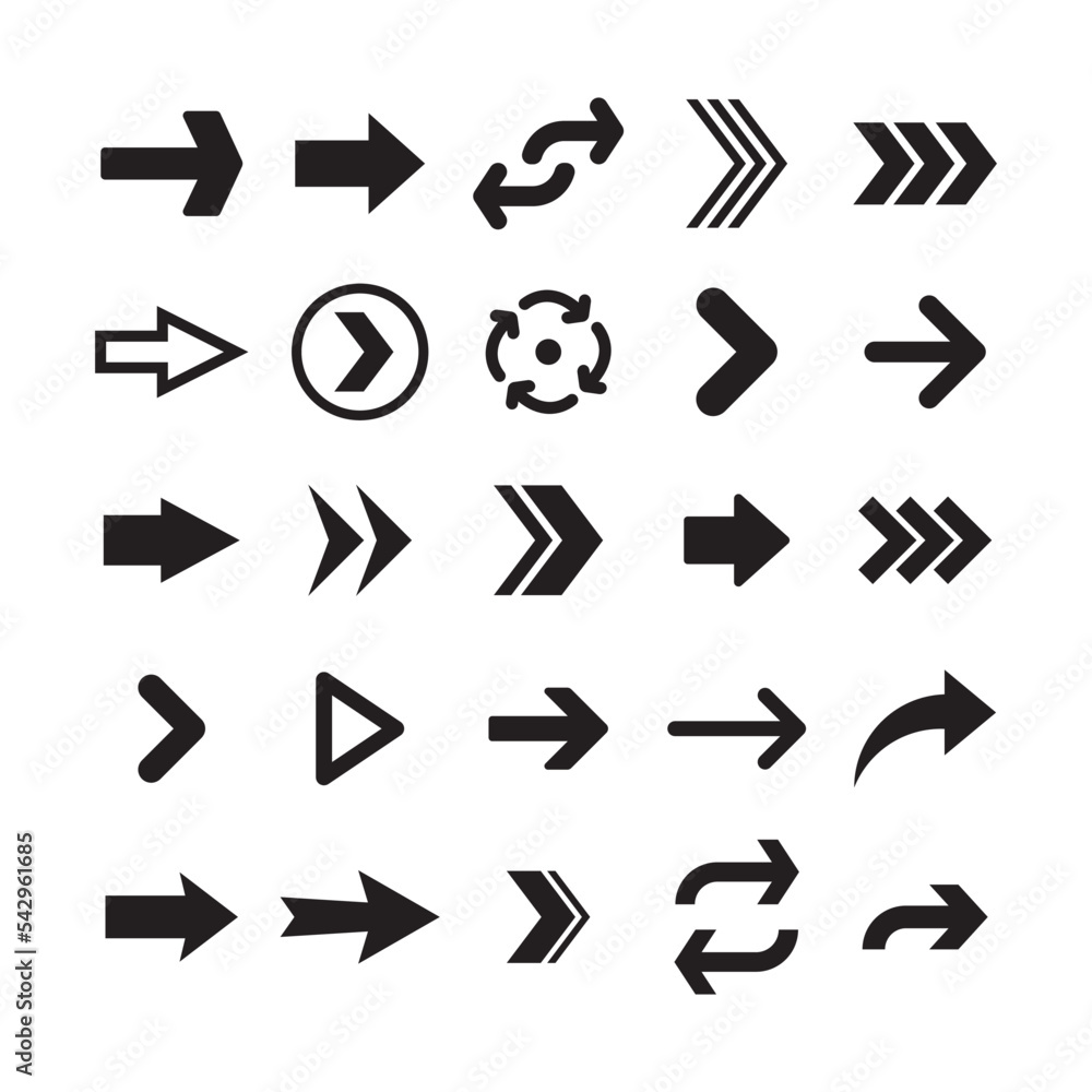 Arrow icons. Simple directional pictogram arrows. Arrow icons. Simple directional pictogram arrows.