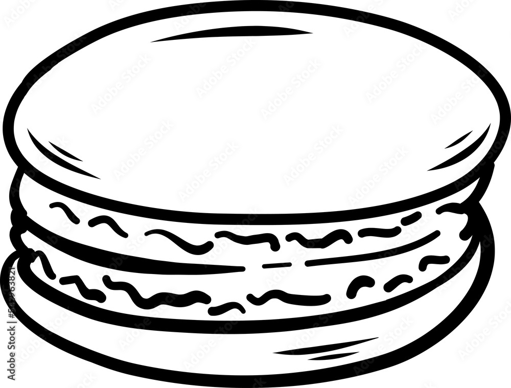 Macaron bakery, decoration design, doodle style