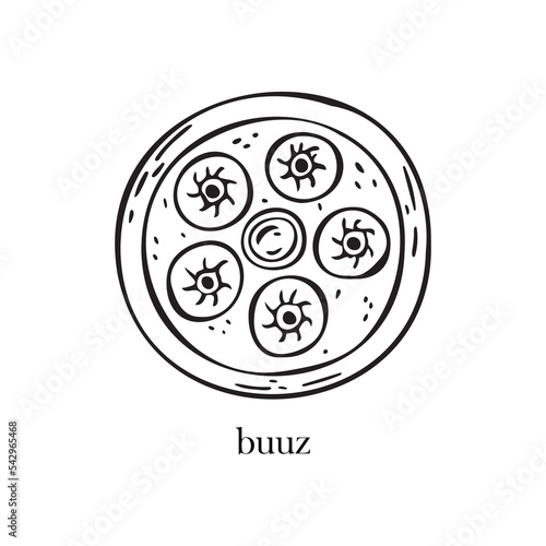 Vector illustration of a Mongolian dish - buuz. New Year's food.