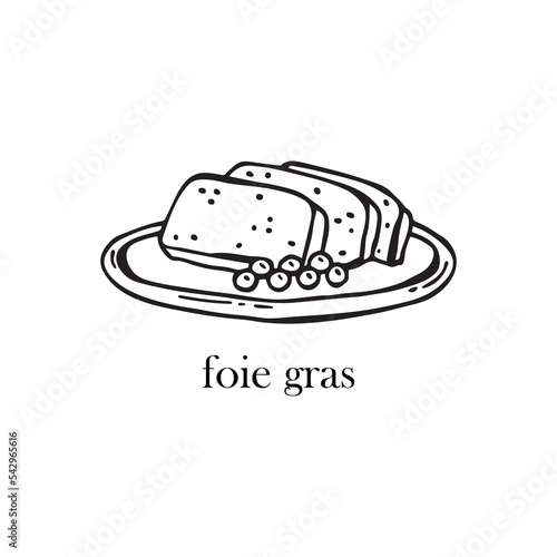 Vector illustration of a French dish - foie gras. Dishes for Christmas and New Year.