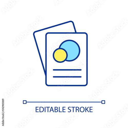 Learning flashcards RGB color icon. Effective memorization tip. Productive studying. Brain training. Isolated vector illustration. Simple filled line drawing. Editable stroke. Arial font used photo