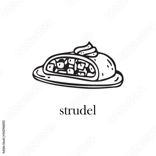 Vector illustration of a Czech dish - strudel. Dishes for Christmas and New Year.