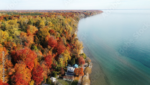 Aerial of Turkey Point, Ontario, Canada in autumn photo
