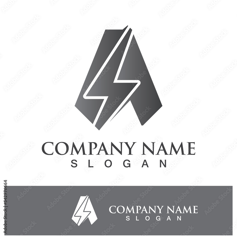 A letter lightning logo A letter lightning logo