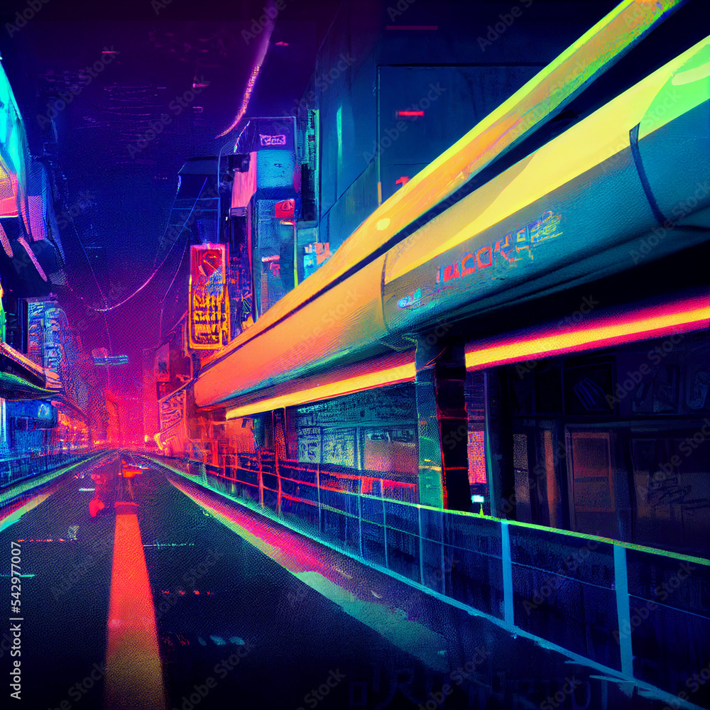 Cyberpunk and synthwave background - AI Generated