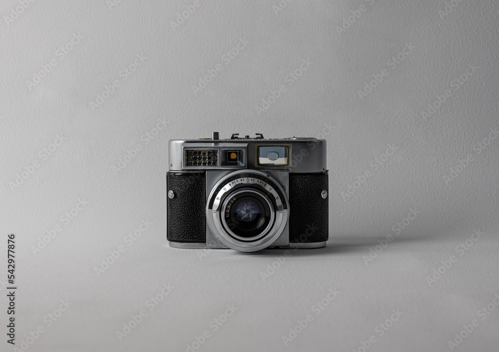 old photo camera on white background