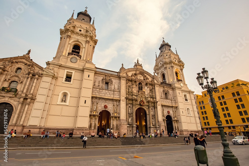 Cathedral of Lima at Plaza de Armas in the historical center of Lima, Peru photo