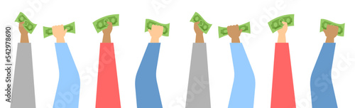 hands with money. People hands holding money. Business concept.Concept of charity project, donation service, fundraising program, nonprofit organization, financial endowment.