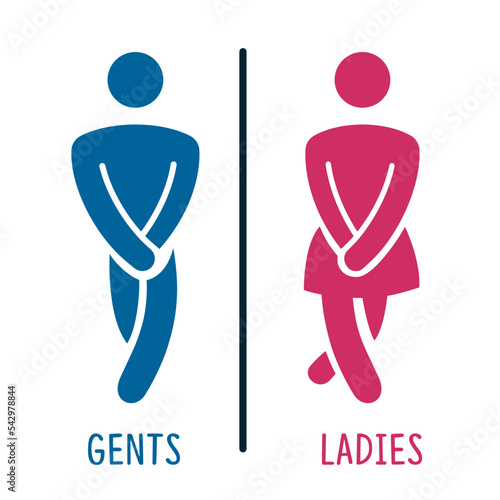 Restroom Toilet Sign Icon Male Female. Isolated on white background. Man Woman restroom sign