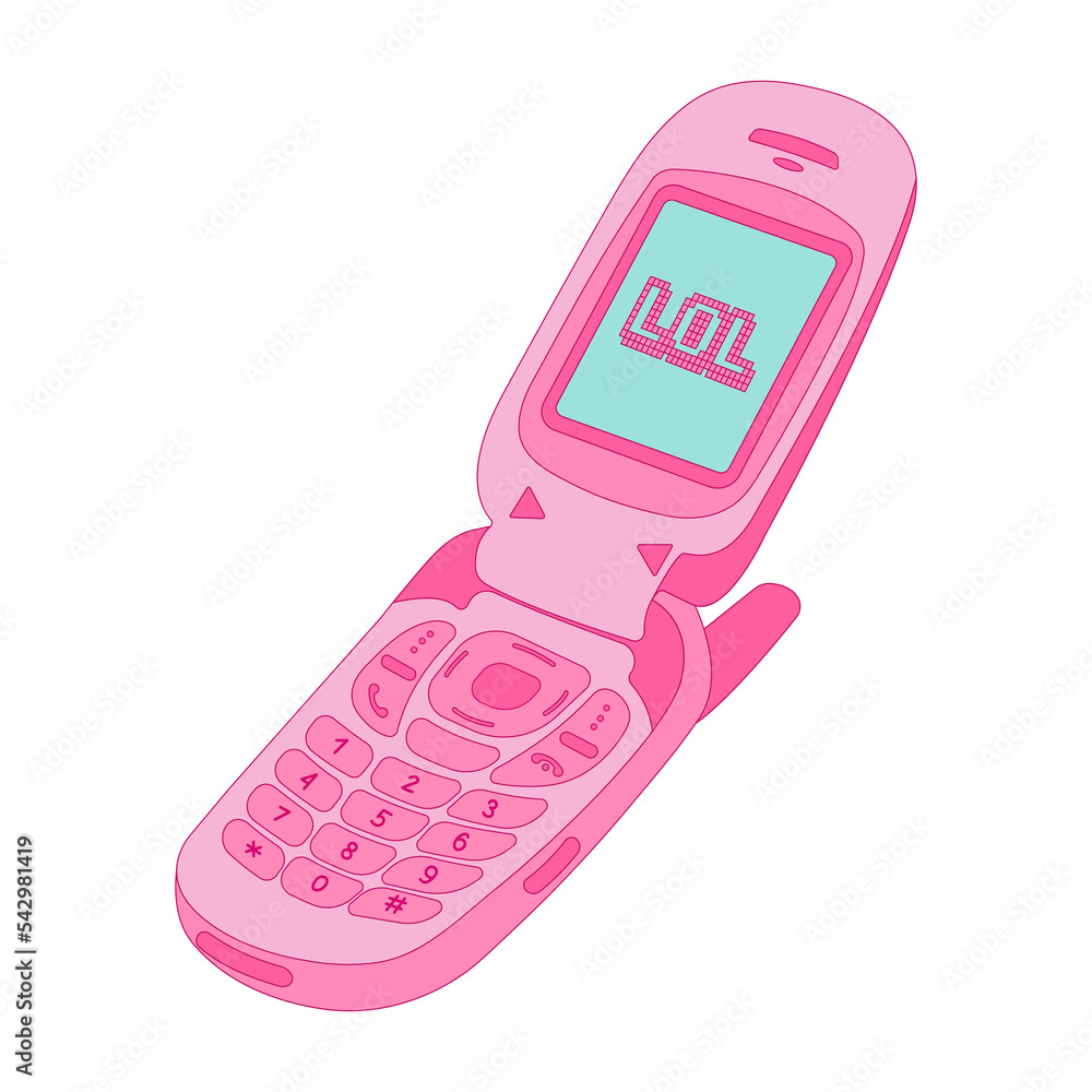 y2k flip phone, pink cute phone, 2000s aesthetic, retro nostalgia Stock ...