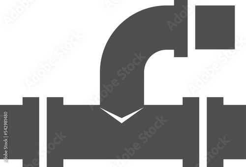 Pipe fitting black icon. Pipeline tee symbol