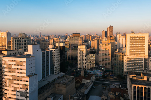 High Rise Buildings of Sao Paulo City Downtown by Dusk