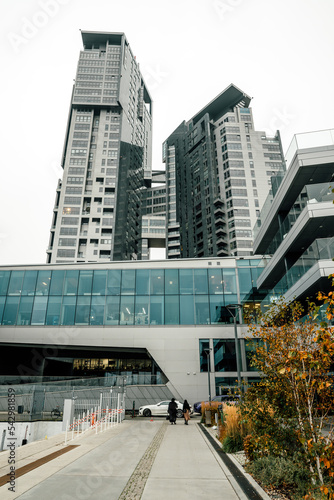 the sea towers building in Gdynia - bottom view