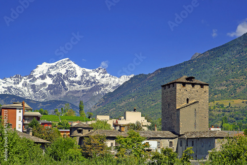  Remains of Roman buildings in the old town of Aosta. On the Aosta has survived a number of important Roman monuments