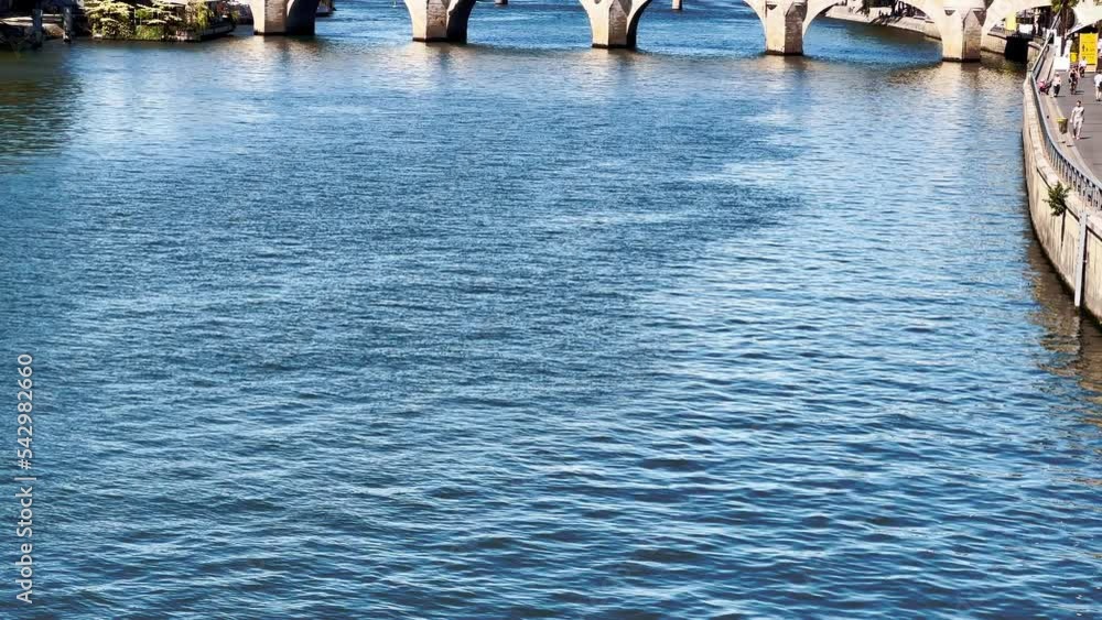 Panorama of bridge pont Neuf over Seine river in Paris, France