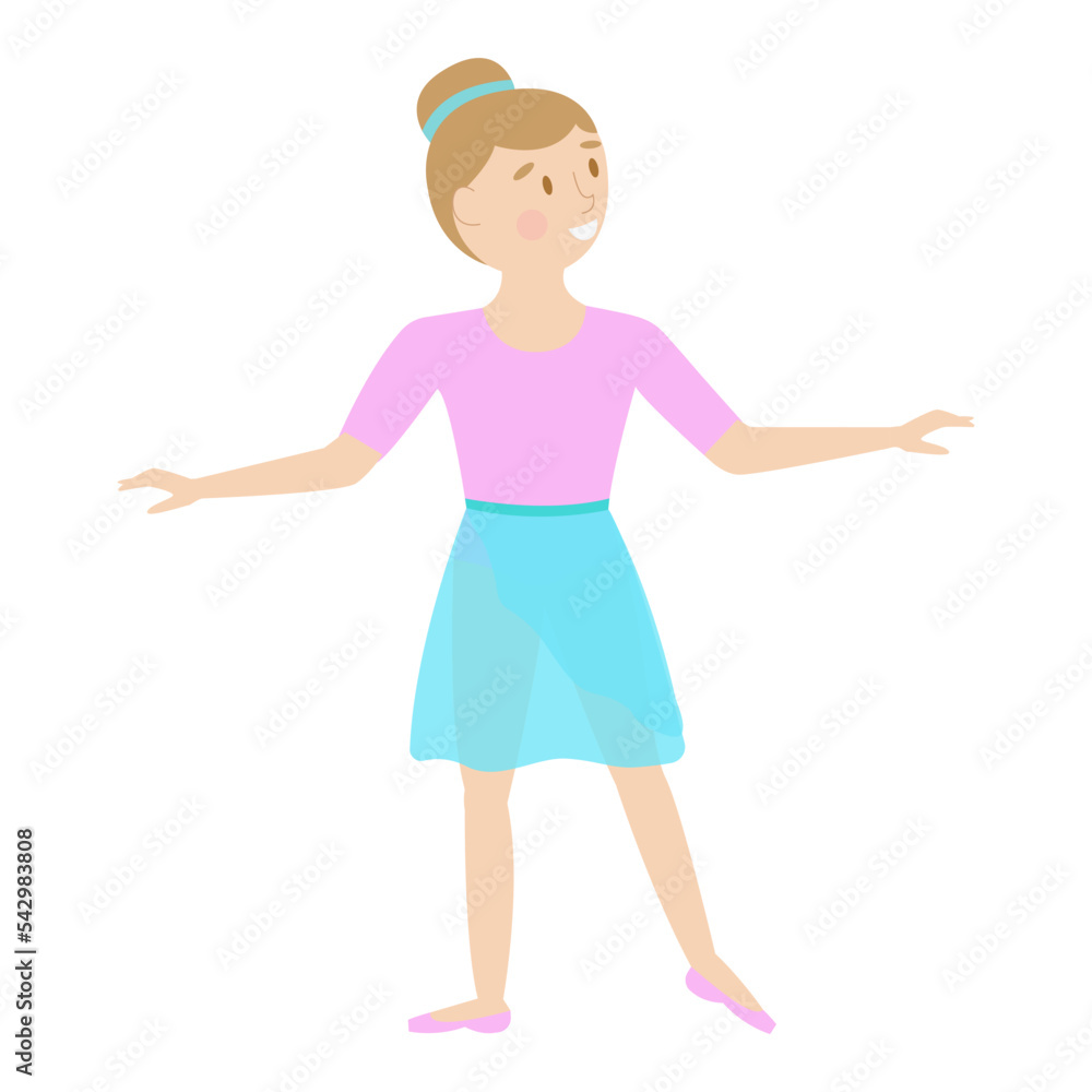 Little ballerina in pink leotard. vector illustration on white background Little ballerina in pink leotard. vector illustration on white background