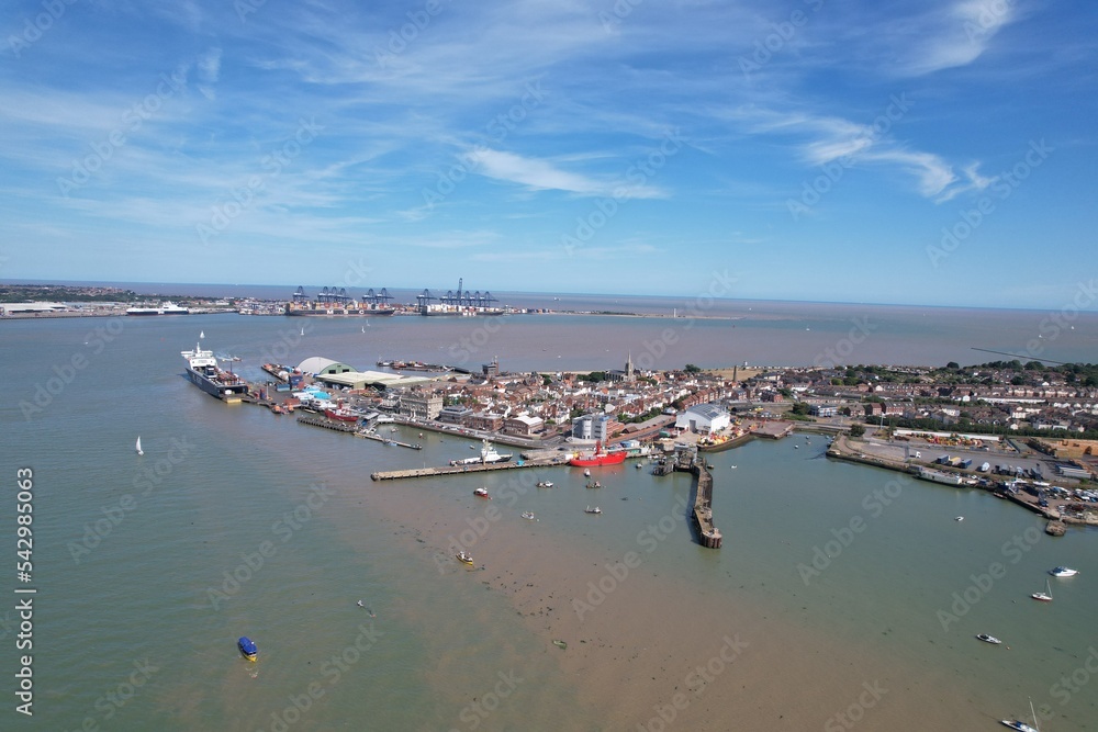 Harwich town Essex UK drone aerial view Summer