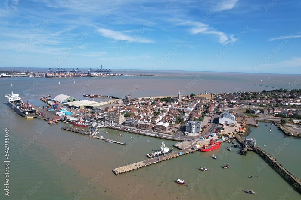 Harwich town Essex UK drone aerial view Summer