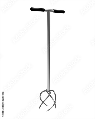 Vector Illustration of Manual Hand Twist tiller garden claw cultivator with big claw isolated on white background. Gardening hand tools