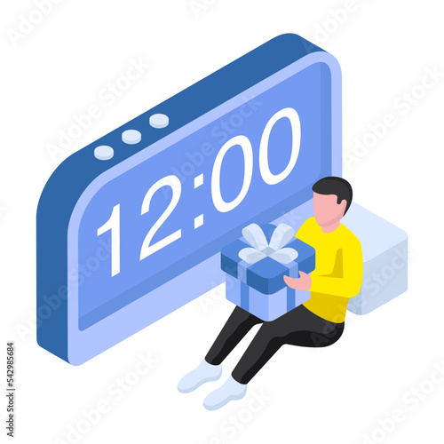 Editable design illustration of digital alarm 