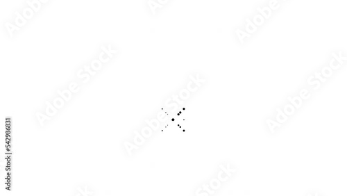 Black and white halftone transition with a skull appearing.