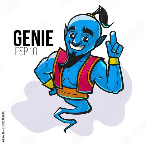 Genie. Cartoon character design. Mascot design. Vector illustration