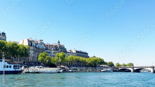 National assembly, Concorde bridge from boat on Seine in Paris