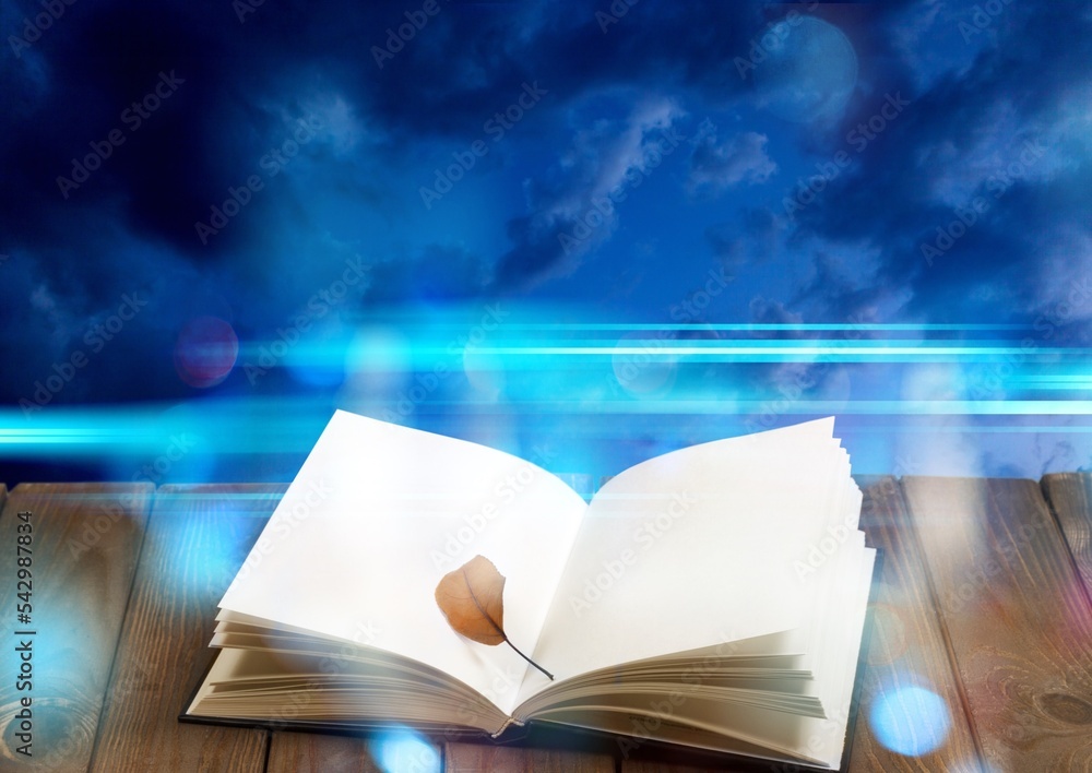 Fototapeta premium Clear book open with magic smoke